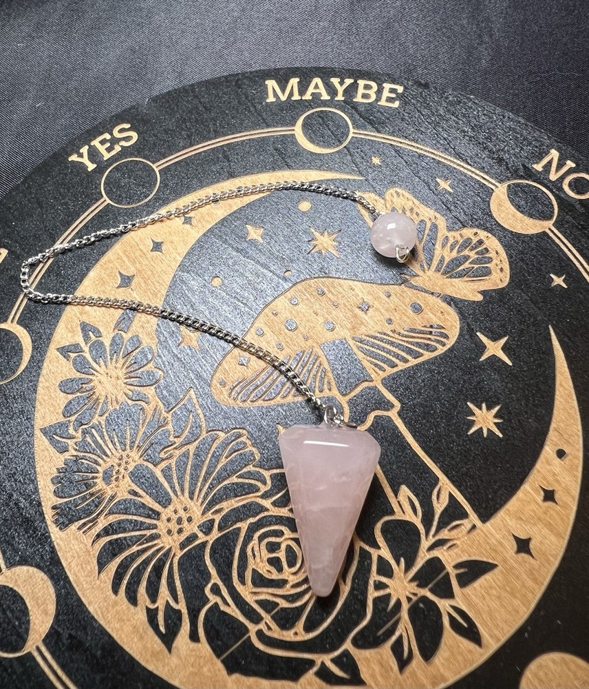 Rose Quartz Pendulum Divination Set Yes No Board Crystal Dowsing Tool