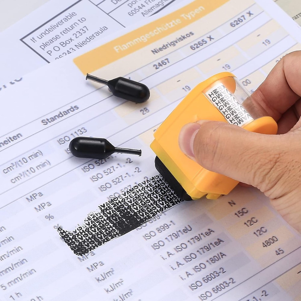 Identity Theft Protection Roller Stamps, 12 Pcs Black Replacement Rolling...