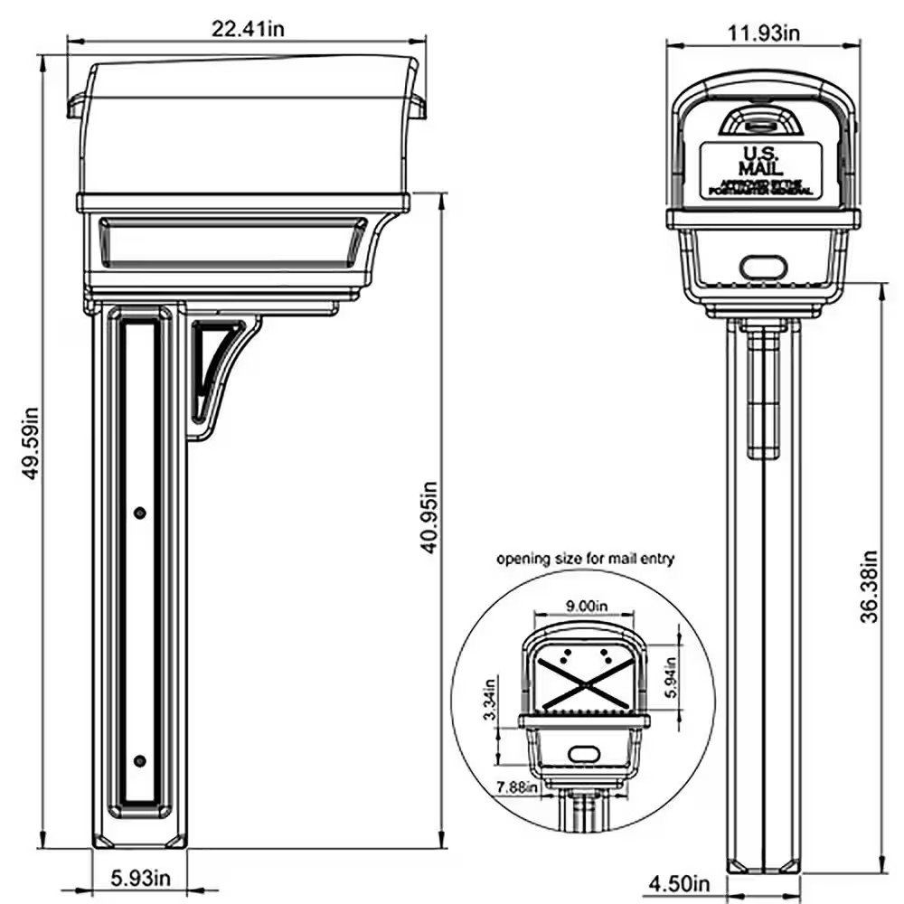 Gentry Green, Medium, Plastic, All-In-One Mailbox and Post Combo