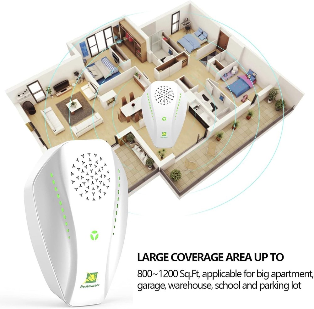 Ultrasonic Pest Repeller, White, Modern, Compact