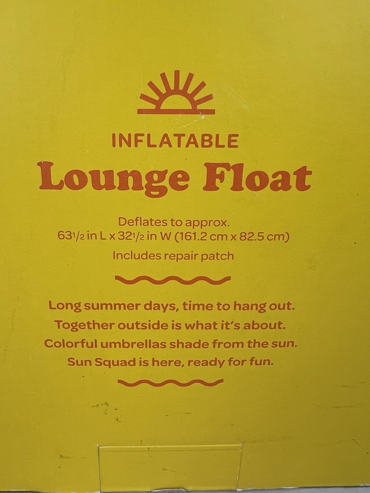 Sun Squad Inflatable Lounge Float with Headrest And Seat Bottom 5' 3" Long