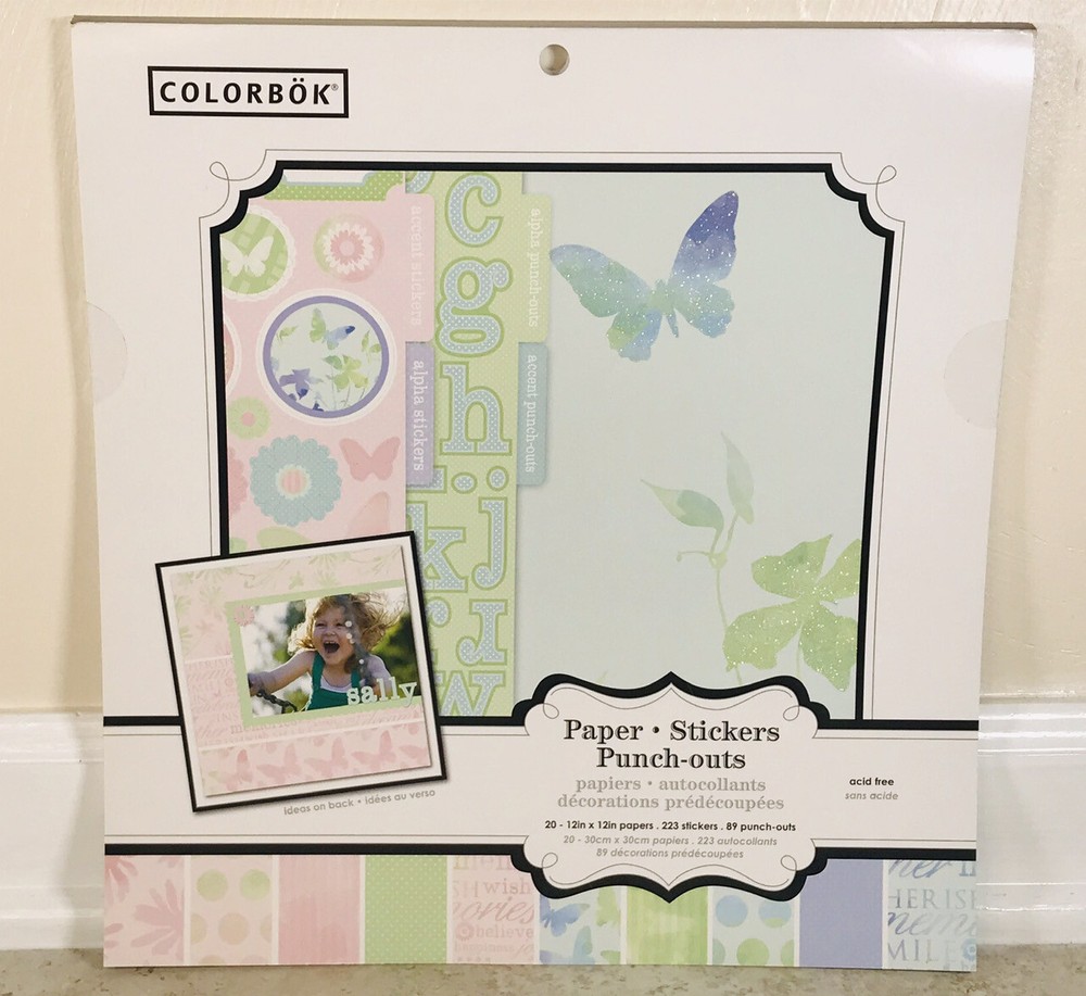 SPRING FLORAL BUTTERFLY ASSORTED PATTERN SCRAPBOOK PAPER SHEETS STICKER SET