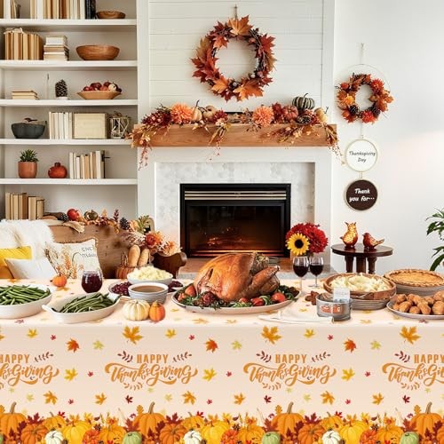 3 Pack Thanksgiving Tablecloth, 108x54inch Fall Thanksgiving Tablecloth