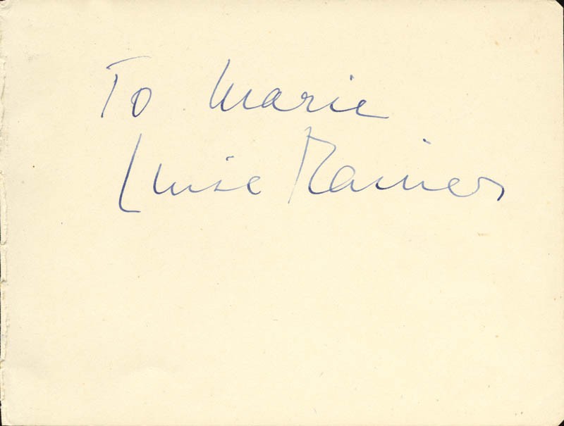 REGINALD DENNY - AUTOGRAPH NOTE SIGNED CO-SIGNED BY: LUISE RAINER