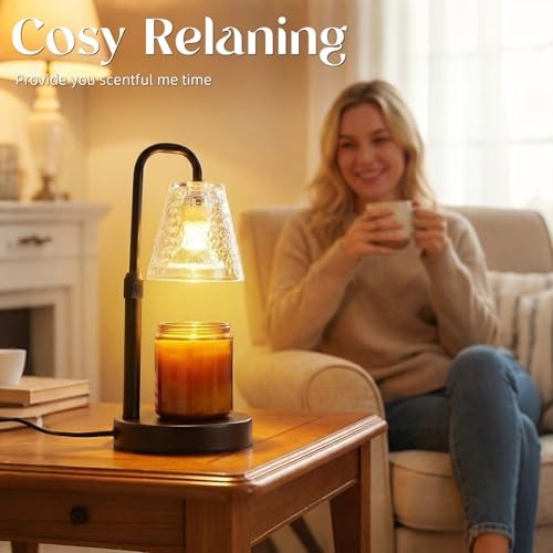 2 Pack Candle Warmer Lamp with Timer,Dimmable Adjustable Height Black 2 Pack