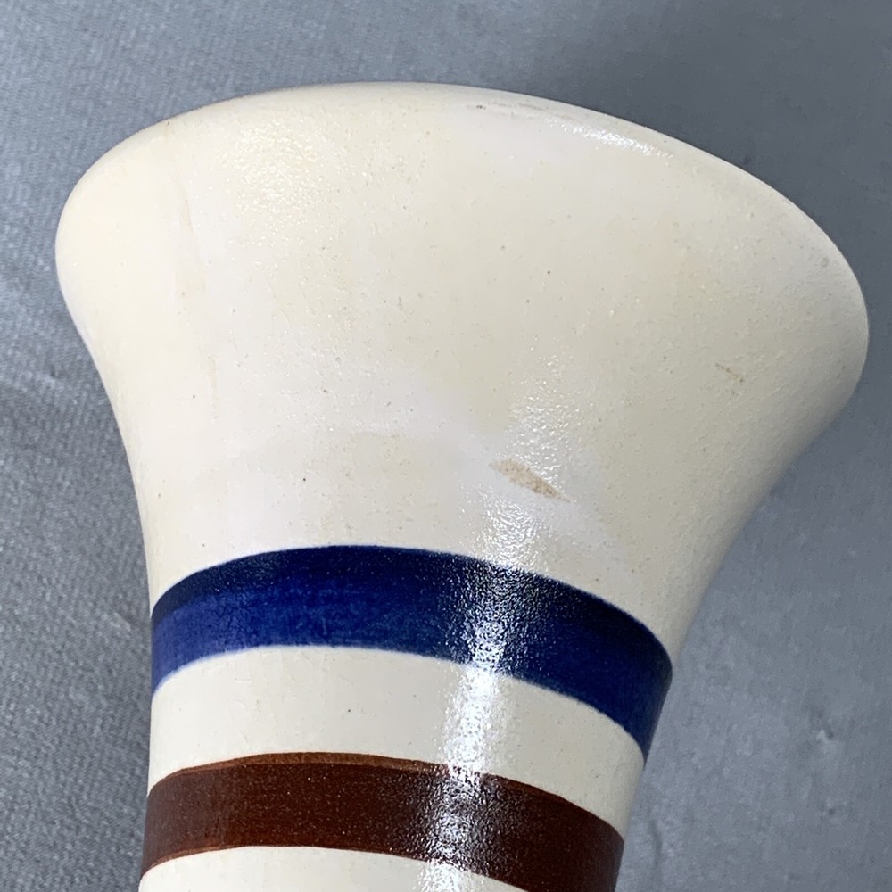 Vtg Pottery Vase With Concentric Circles Signed