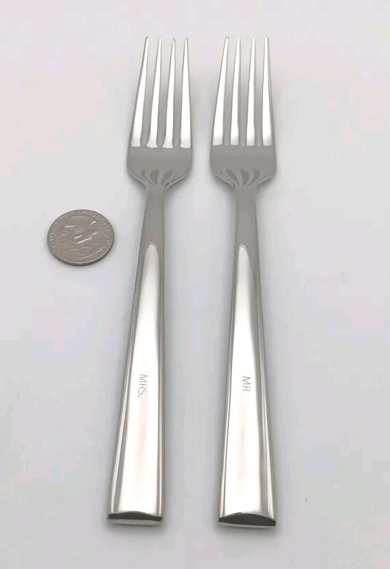 Lenox Continental Dinning Mr & Mrs Wedding Cake 2 Pc Fork Set 18/10 Stainless