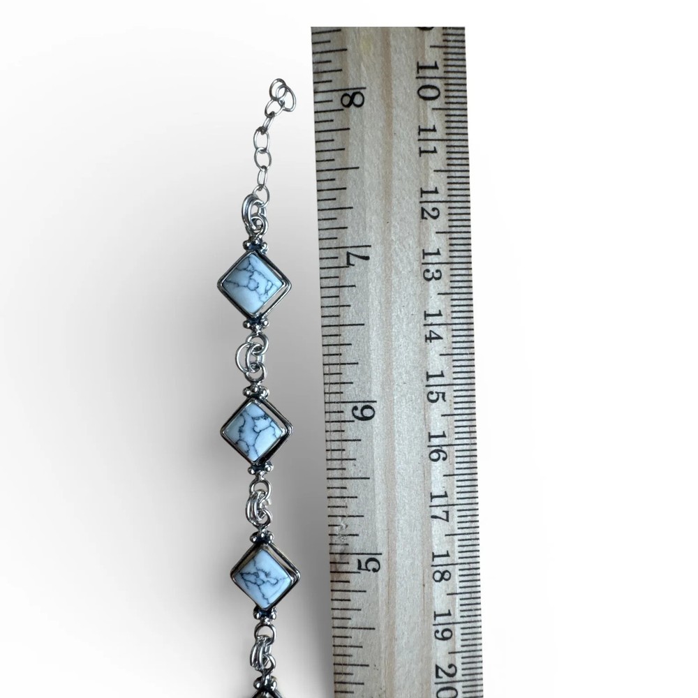 Howlite Solid 925 Sterling Silver Bracelet