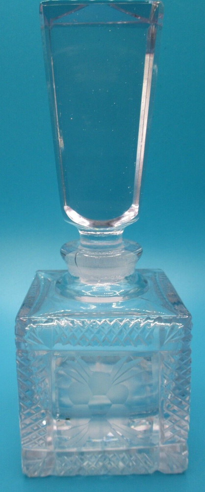 CRYSTAL ETCHED PERFUME DECANTER~5 1/4" TALL