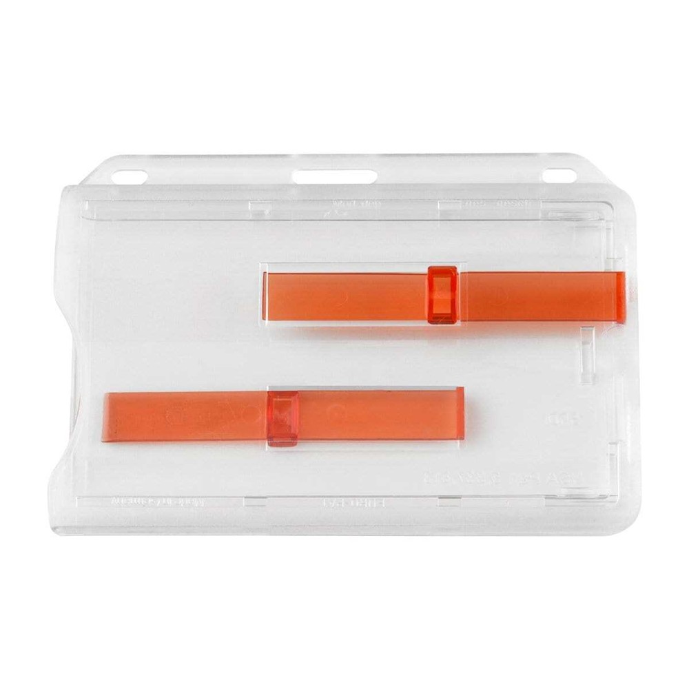 Two Card Badge Holder - Horizontal Case with Double Red Extractor Slide Tabs