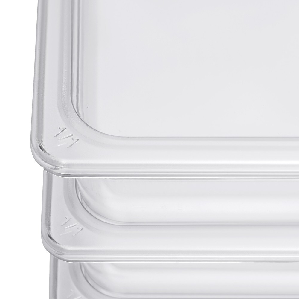 6 Pack Food Pans with Lids, 4'' Deep, Polycarbonate, Clear