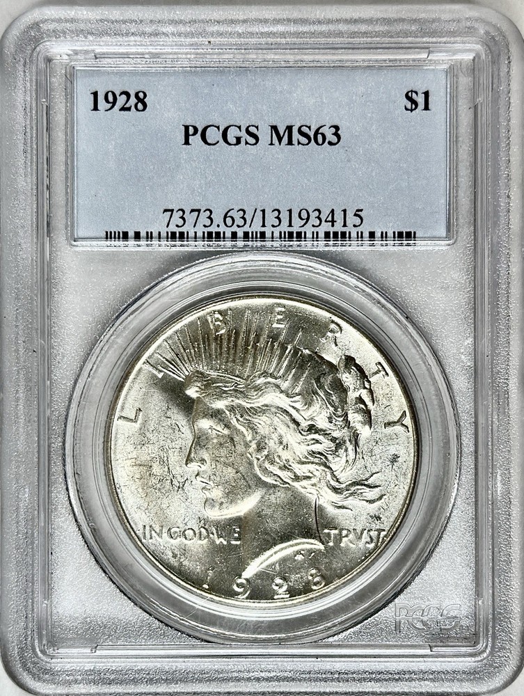 1928 PEACE SILVER DOLLAR PCGS MS63