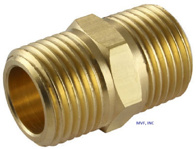 1/2" Brass Hex Pipe Nipple NPT Threaded Connector Adapter (5-Pack)