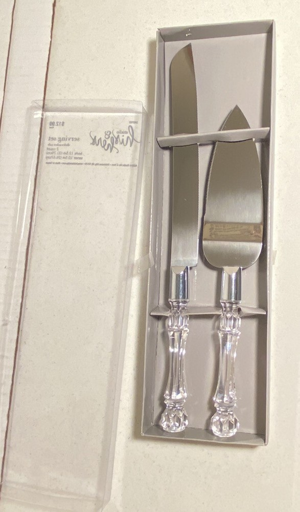 Wedding Cake Serving Set His Hers Faux Crystal Handles Knife Server