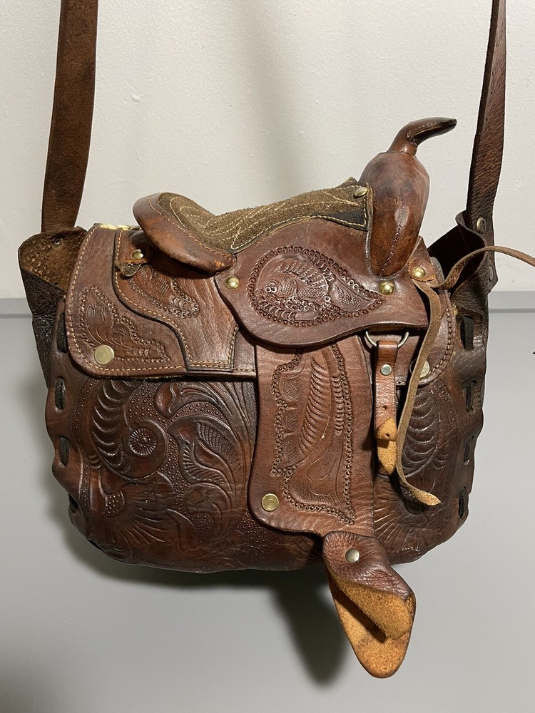 Vintage tooled leather Saddle Purse