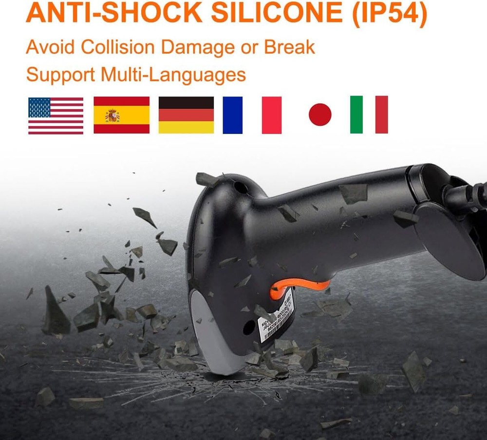 2.4Ghz Wireless Barcode Scanner USB Cordless 1D Laser Handhold Barcode Reader