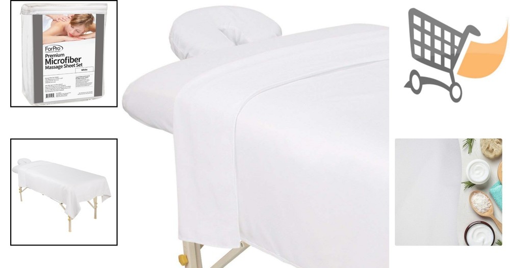 Microfiber Massage Sheet Set 3-Piece White Ultralight Wrinkle Resistant