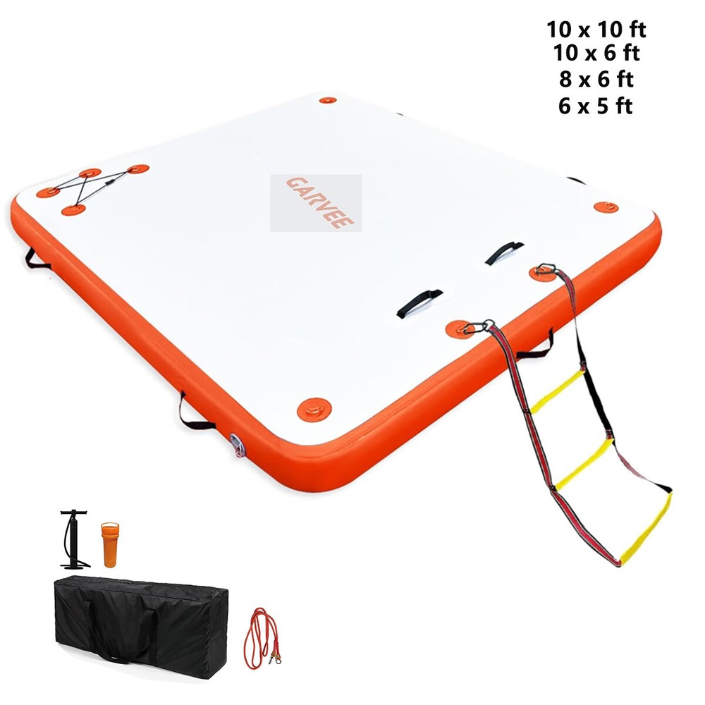 10/8/6FT Inflatable Floating Dock Water Inflatable Dock Platform Mat & Ladder