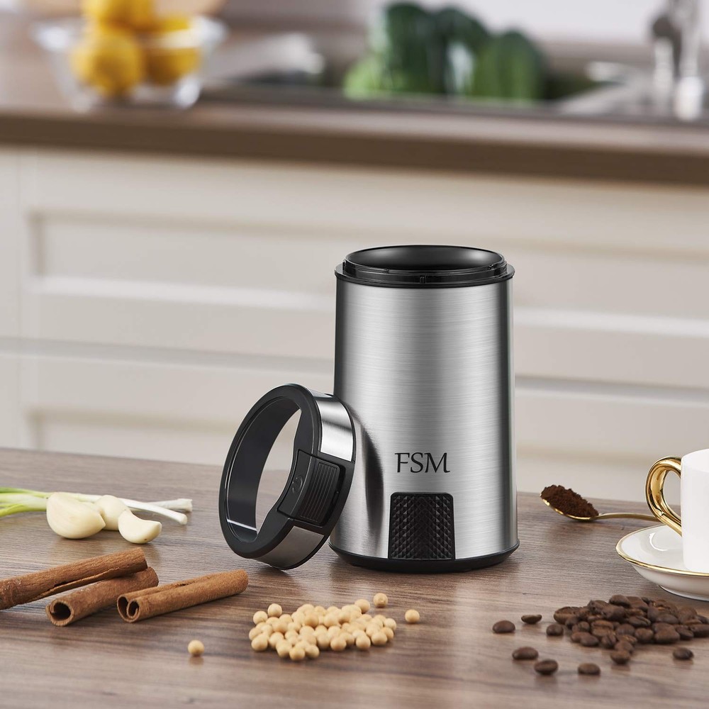 Electric Coffee Grinder and Spice Mill with Safety Lock System – Rustproof St...