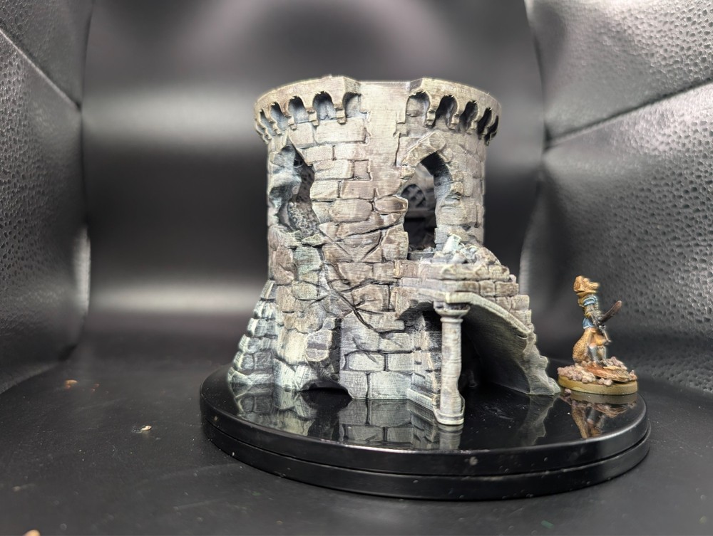 Well painted ruined tower d&d miniatures terrain