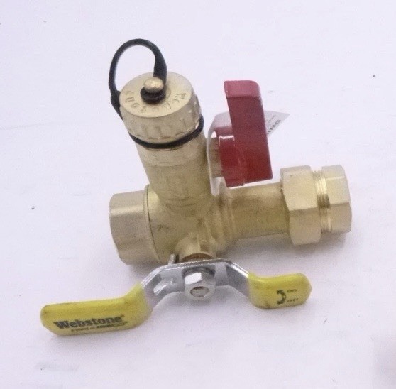 Webstone 3/4” HOT Brass Ball Valve & Pressure Relief for Tankless Water Heater