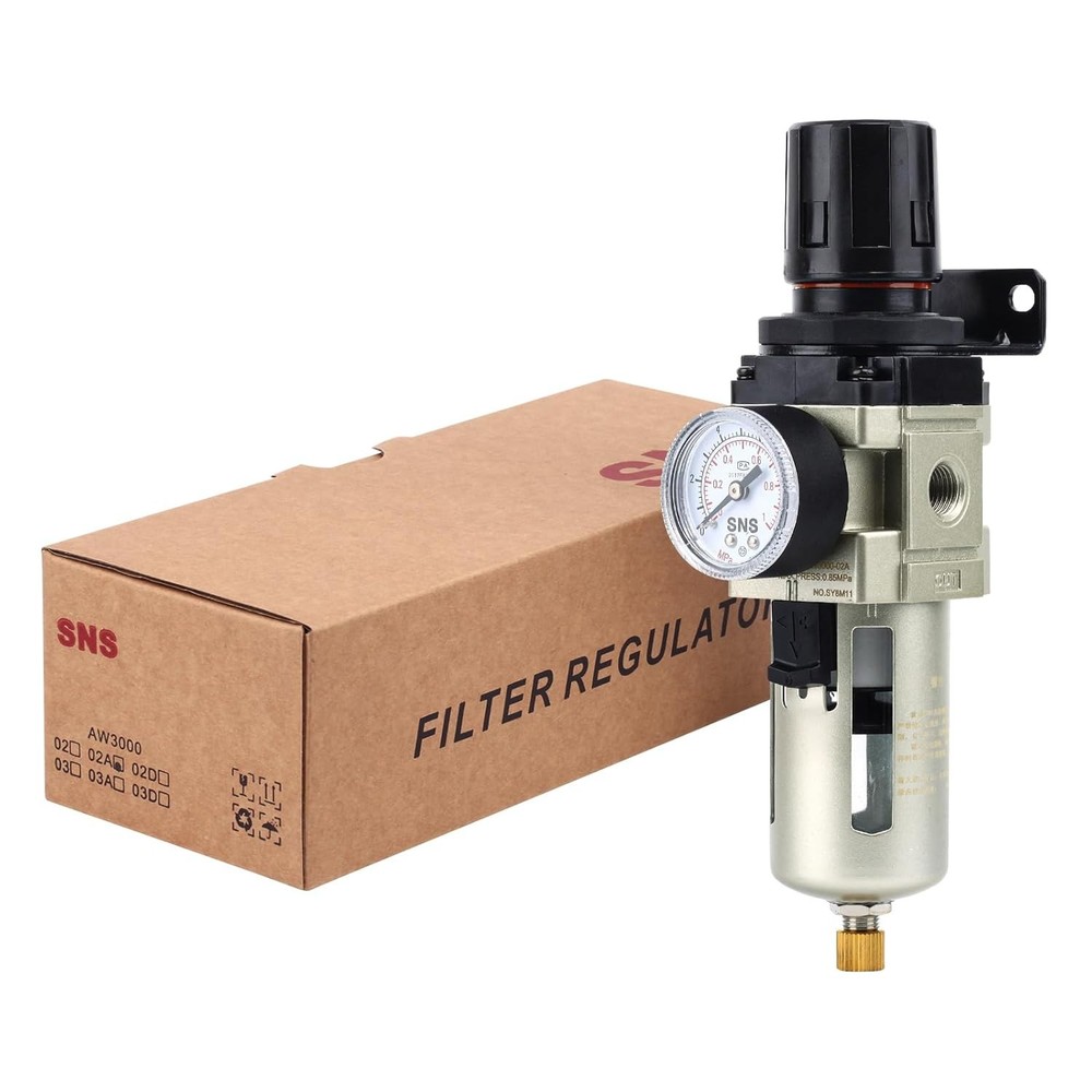 SNS 1/4''NPT Compressed Air Compressor Pressure Filter Regulator Piggyback Combo
