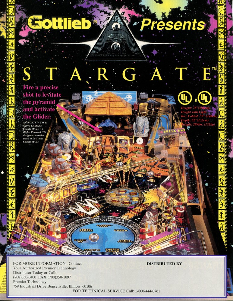 Stargate Gottlieb Pinball Flyer / Brochure / Ad