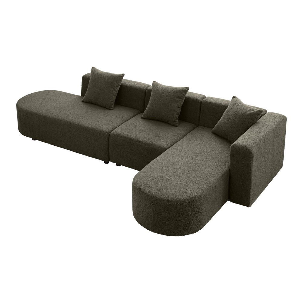 110.2'' Modern Sectional L shape boucle Sofa with curved seat