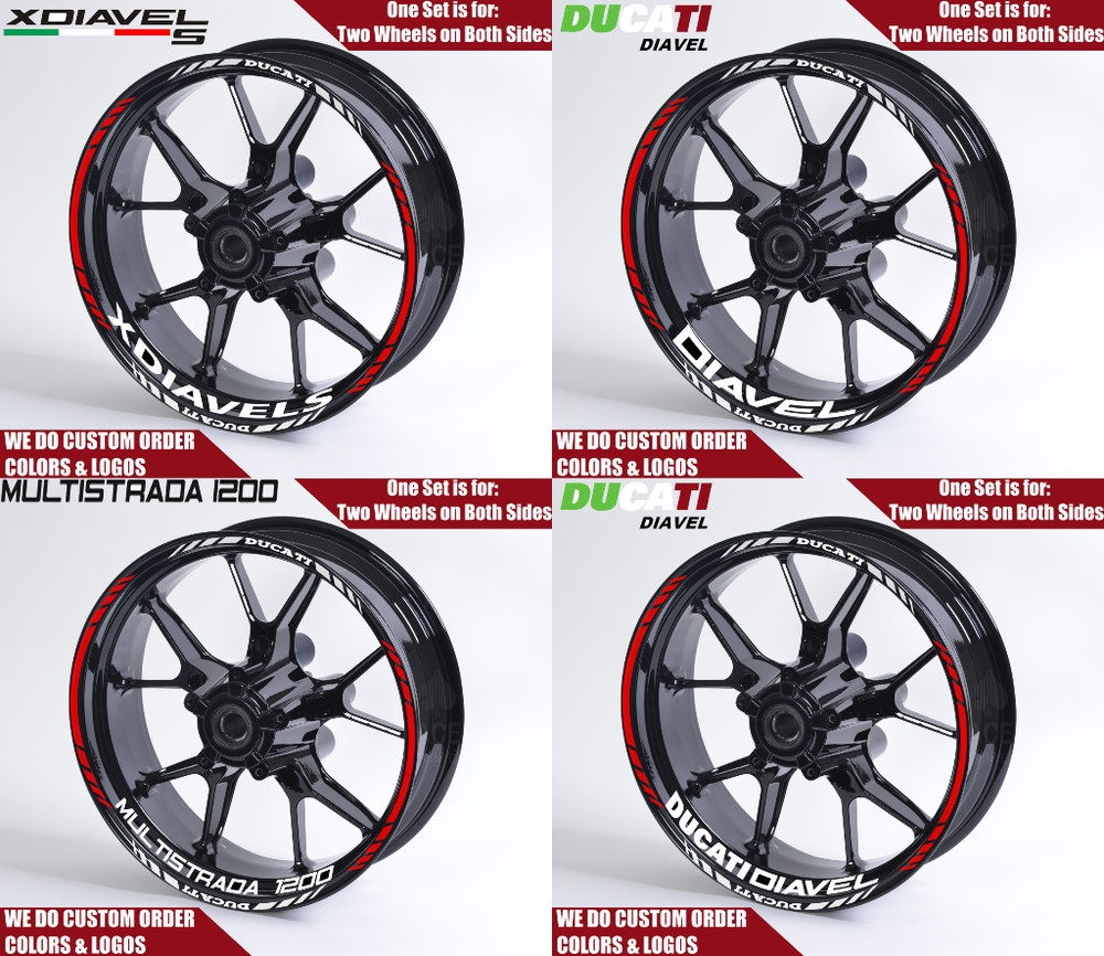 DUCATI Multistrada 1200 Wheel Decals Rim Stickers Stripes