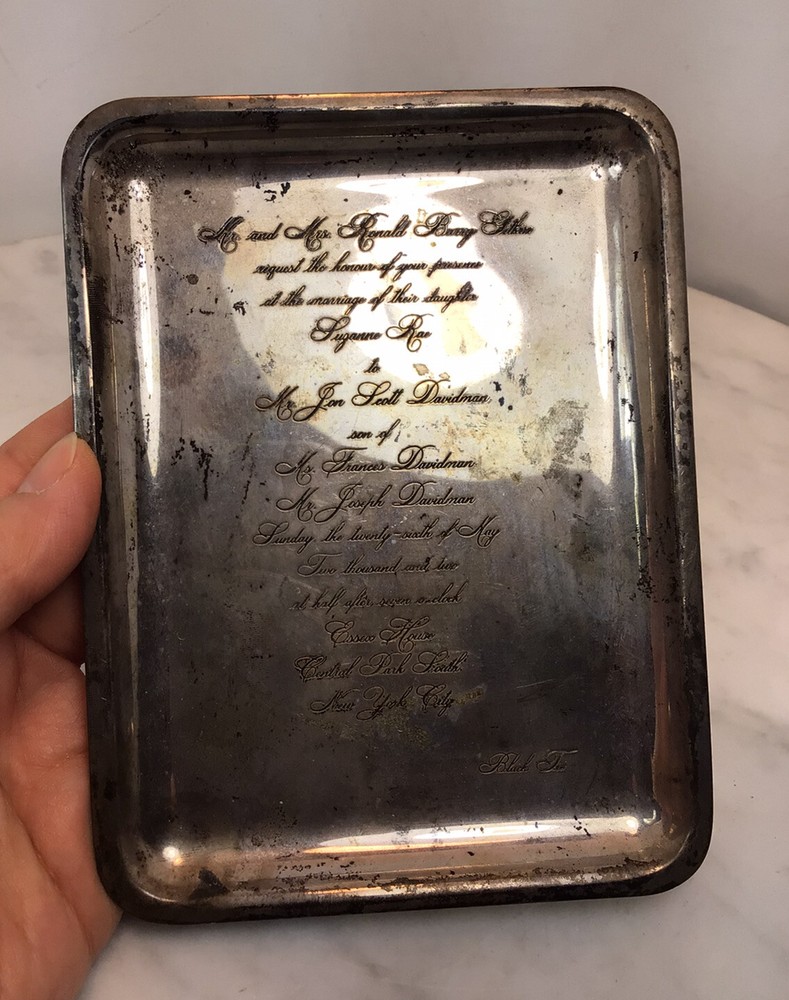 VTG TIFFANY &CO Makers Sterling Silver Rectangle W/Rounded Dish Engraved 133 Gra