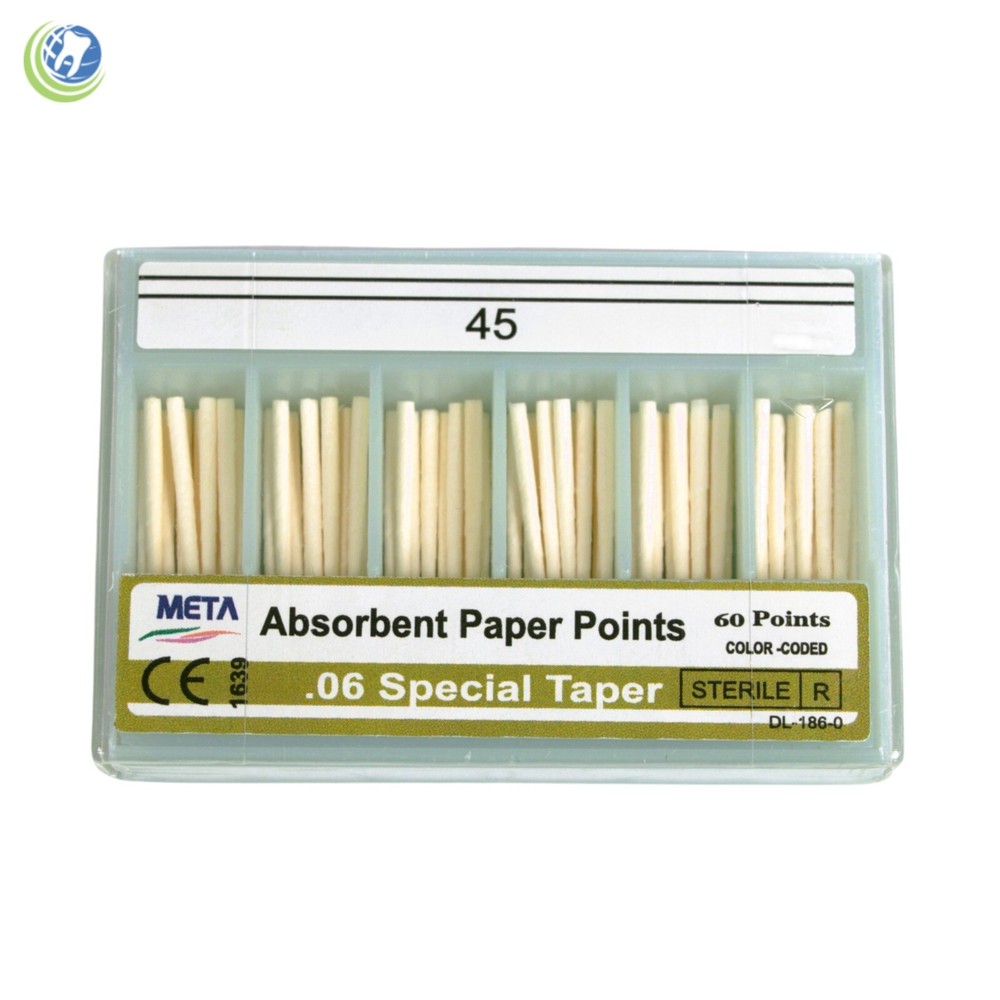 Paper Points .06 Taper #45 Sterilized Endodontic Root Canal Obturation 60/Box