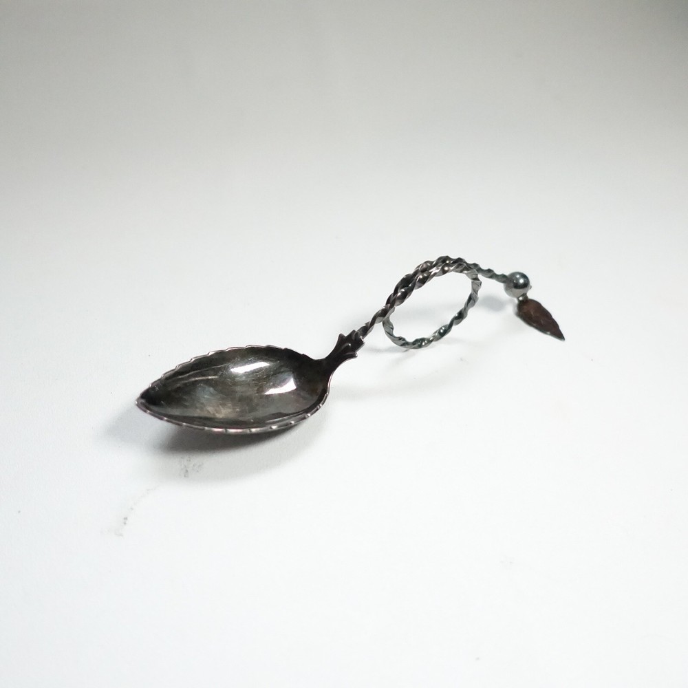 Sylvsmidja Norway J 830S Silver Twisted Rope Handle Ornate Spoon