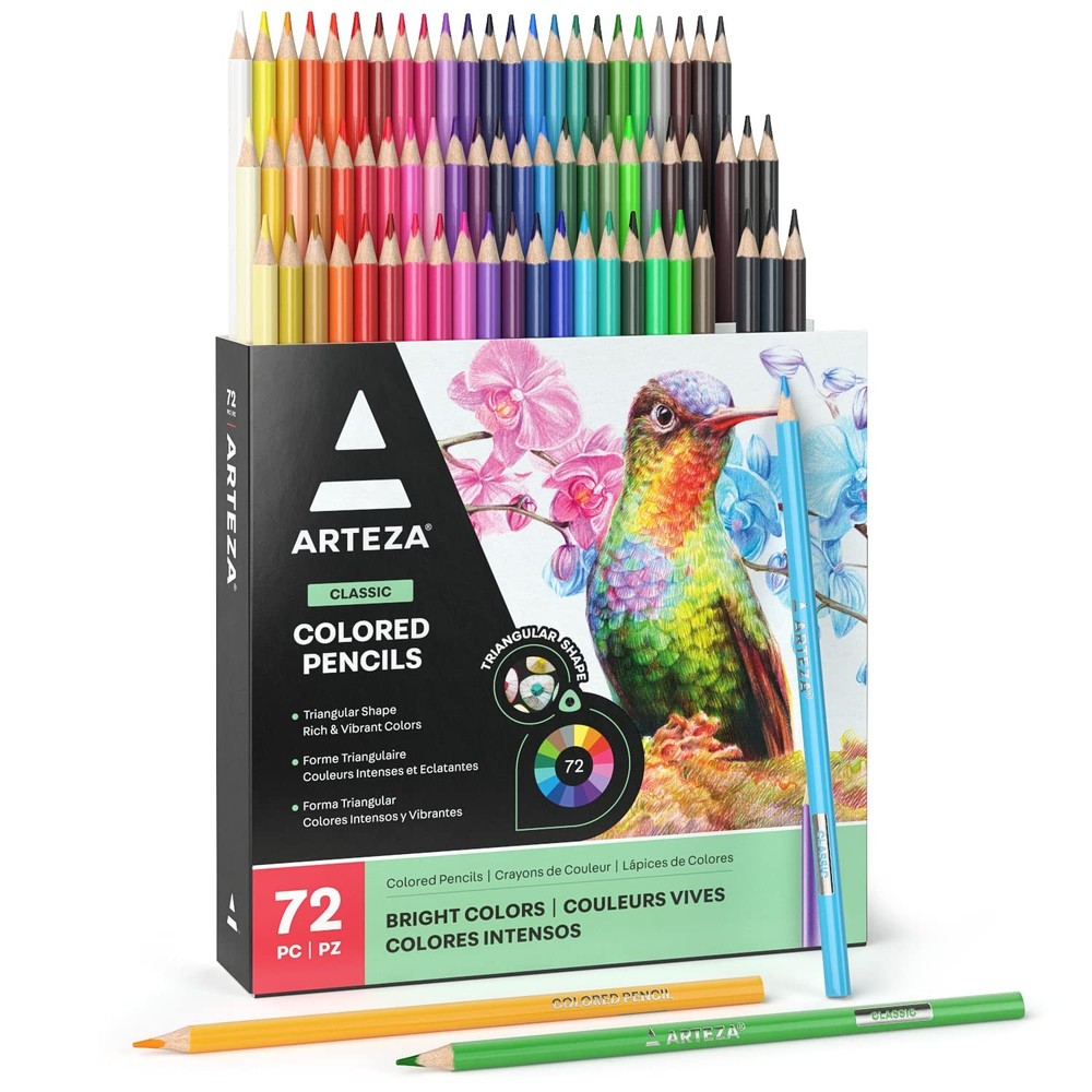 72 PCS Colored Pencils Set Triangular Drawing Pencils For Artists Sketching Kit