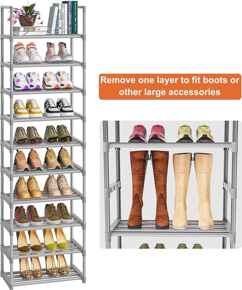 Adjustable and Stackable Shoe Organizer Shelf - Efficient Shoe Storage Solution