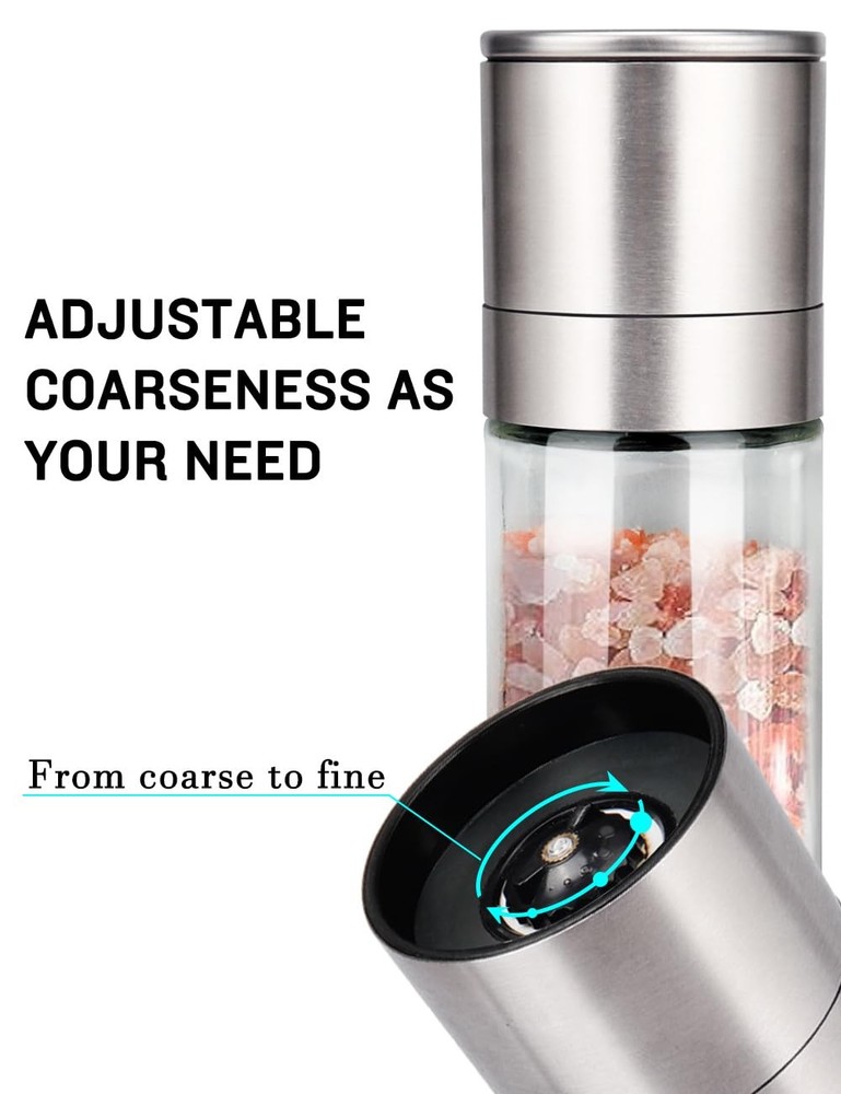 Gulex® Salt Grinder Pepper Mill, Refillable, Adjustable Coarseness Black Pepp...