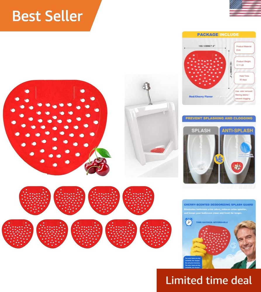 Efficient 10 Pack Cherry Urinal Screens - 30-Day Odor Control & Splash Guard
