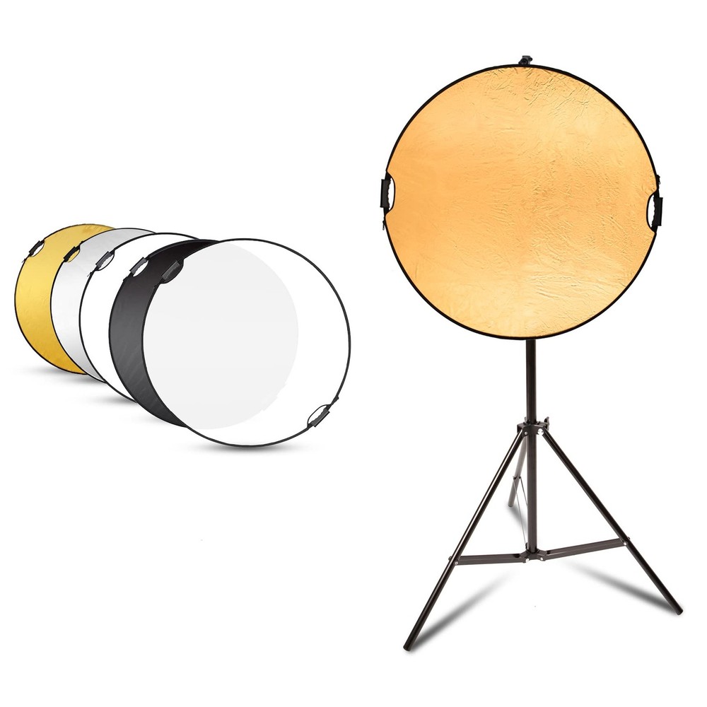 Selens Handle Round 32in Reflector Stand Kit, black, white, gold, silver
