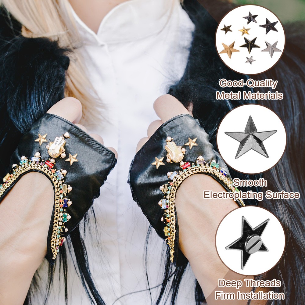 26mm Star Rivets, 25 Sets Leather Rivets Rapid Studs Rivet, Black