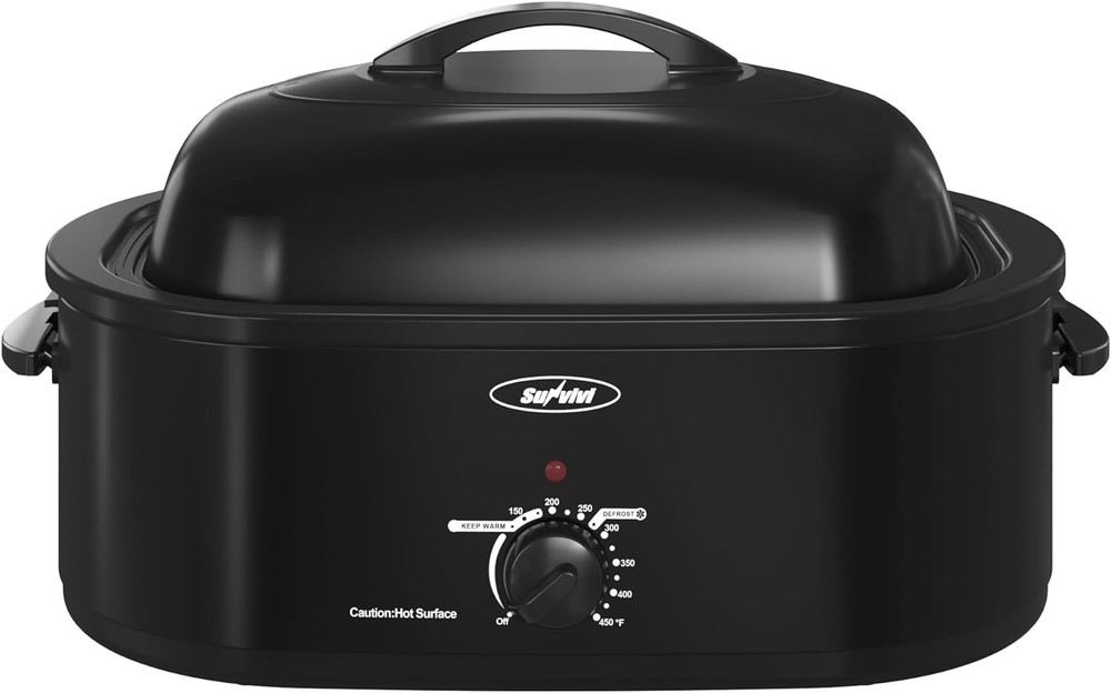 Versatile 20qt Electric Roaster Oven, Black Stainless
