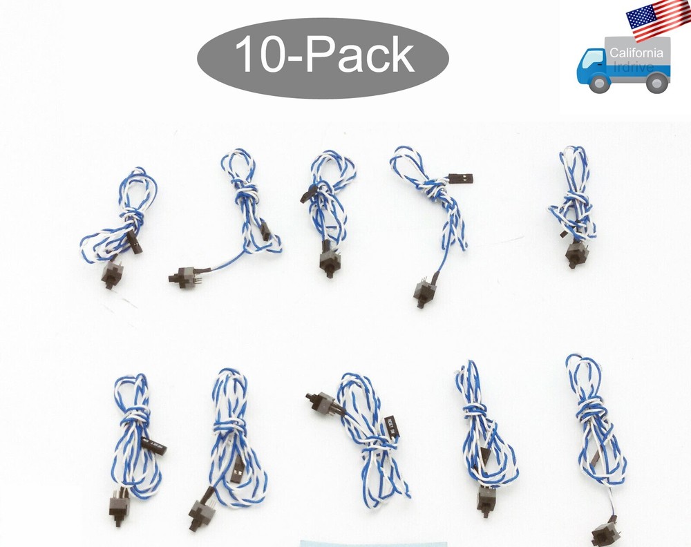 10pack PC Case Front Panel Reset or Power ON/OFF Switch to Motherboard PWR Cable