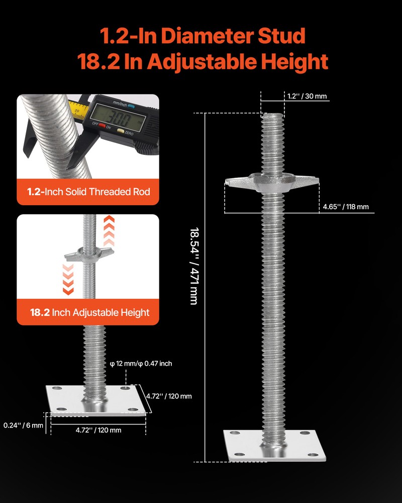 VEVOR 4-Pack Adjustable Leveling Jacks Solid Screw for Baker-Style Scaffolding