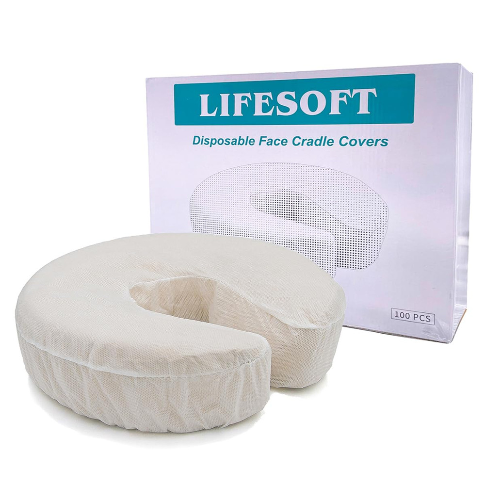100 Disposable Fitted Face Cradle Covers Silky Massage Headrest Covers