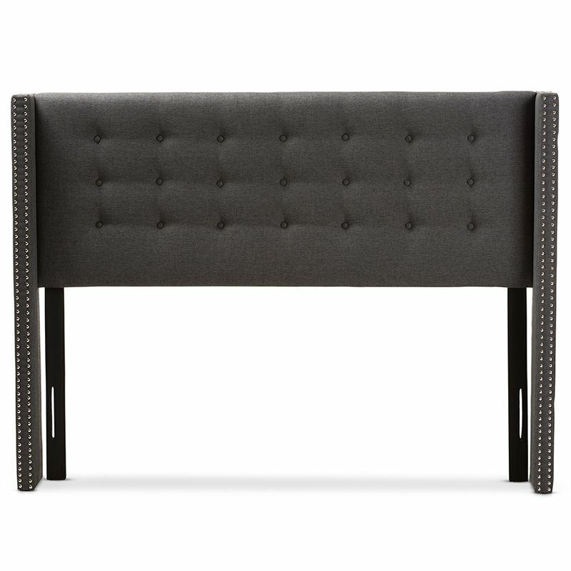 Baxton Studio Ginaro Queen Winged Panel Headboard in Dark Gray