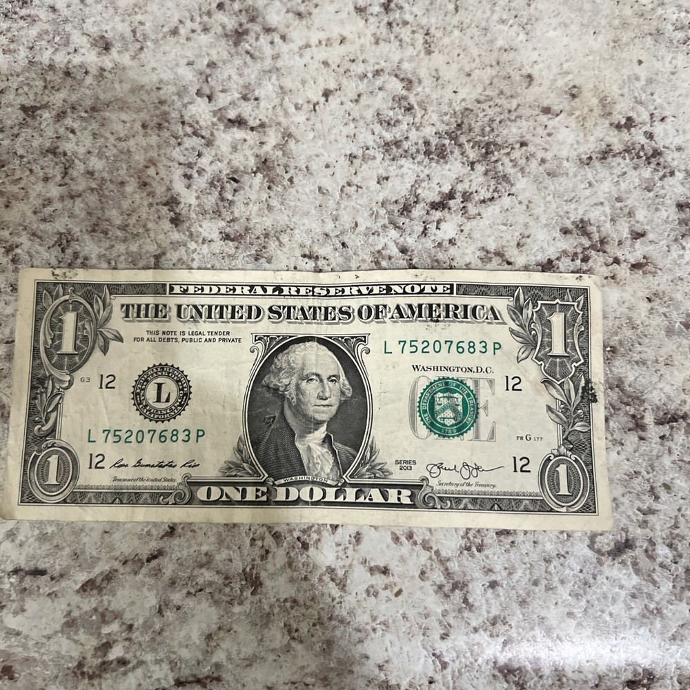 2013 Dollar Bill With L Note