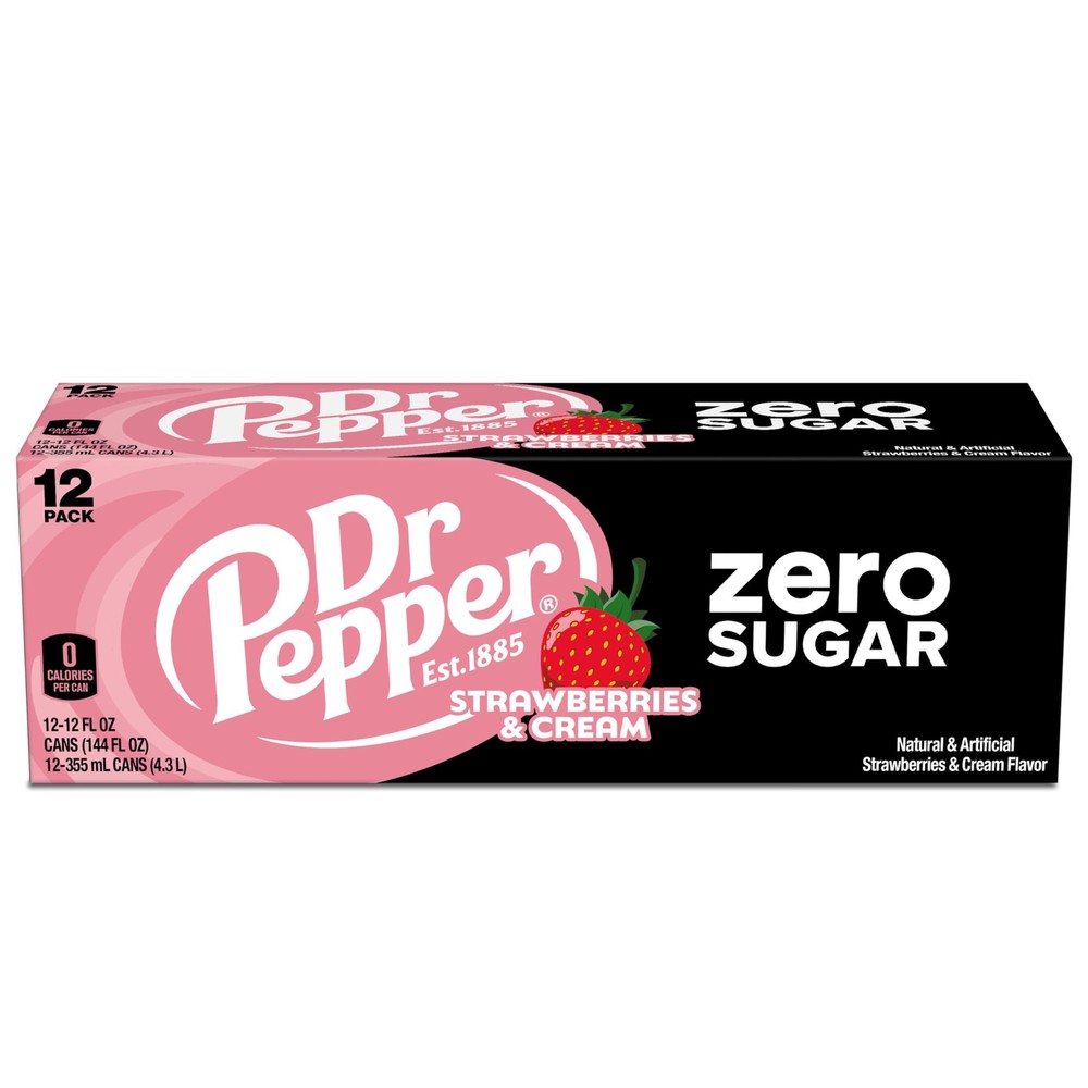 Zero Strawberries and Cream Soda, 12 fl oz cans, 12 Pack
