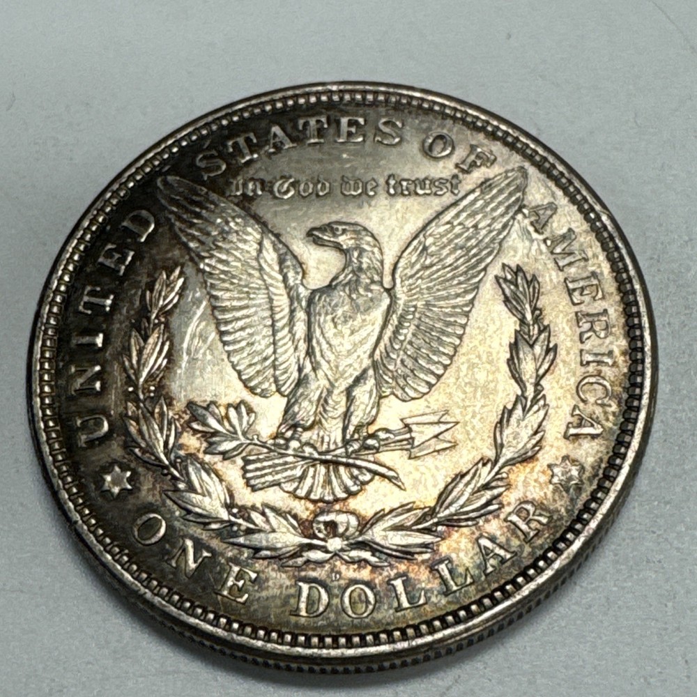 1921-D $1 Morgan Silver Dollar Uncirculated Rainbow Toning