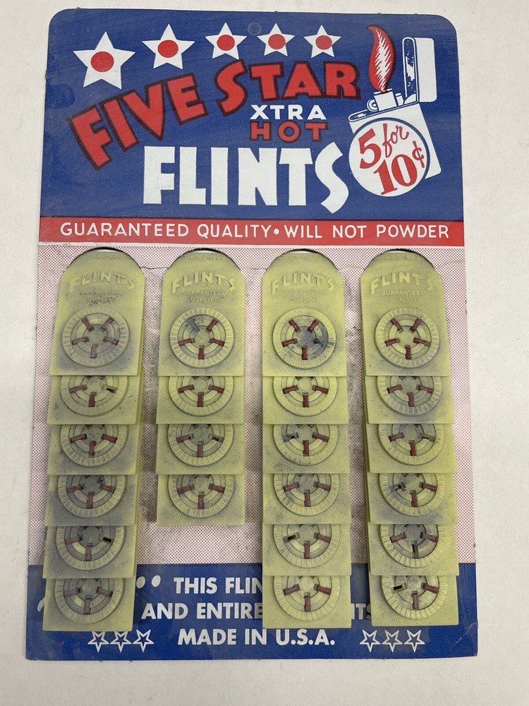 Vintage Card Cigarette Lighter Flints Store Display USA