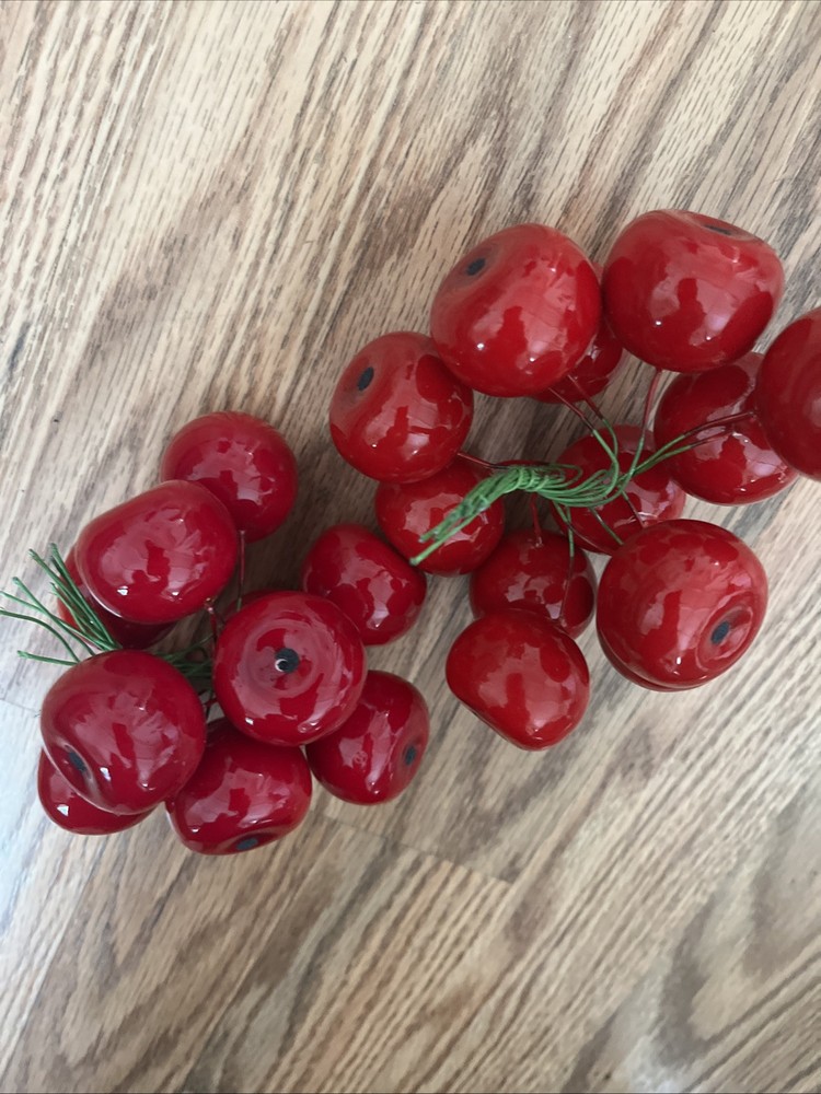 24 Pcs Red Artificial Cherries, Fake Fruit Decor Simulation Cherry Model