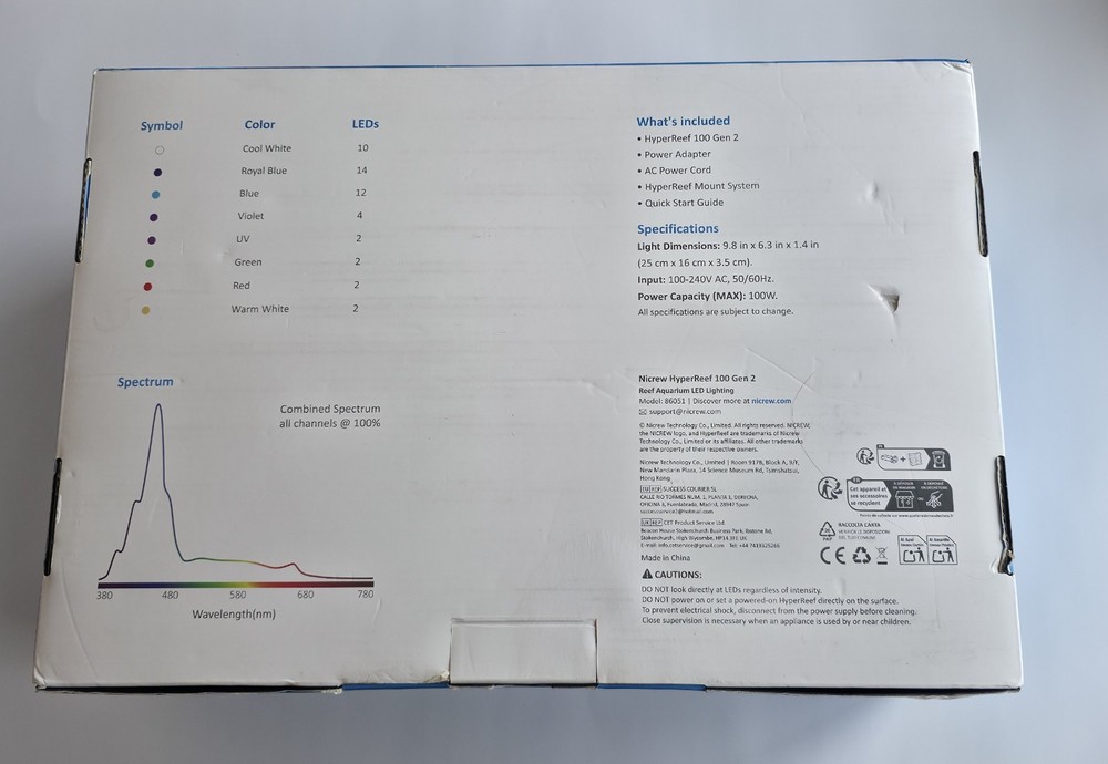 NICREW HyperReef 100 Gen 2 Full Package Aquarium LED Lighting + Mount System