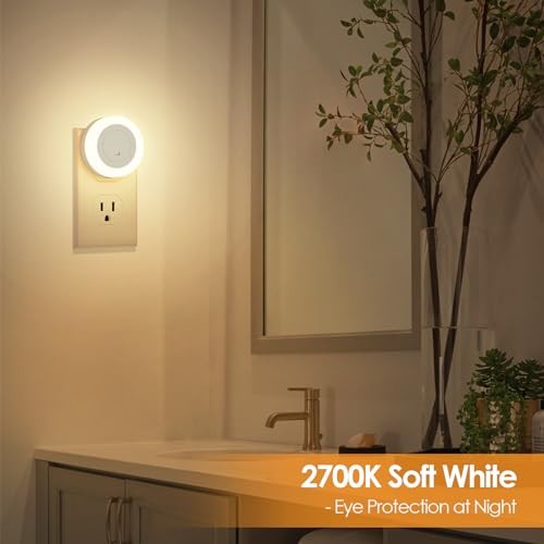 LED Night Lights Plug in, Dimmable Nightlight Plug Into Wall with Soft White